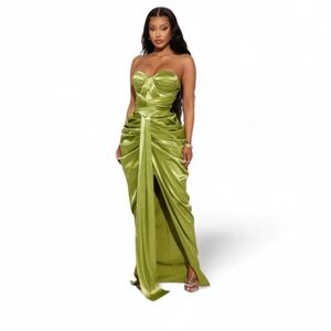Fashion Nova Rebeka Strapless Satin Maxi Dress